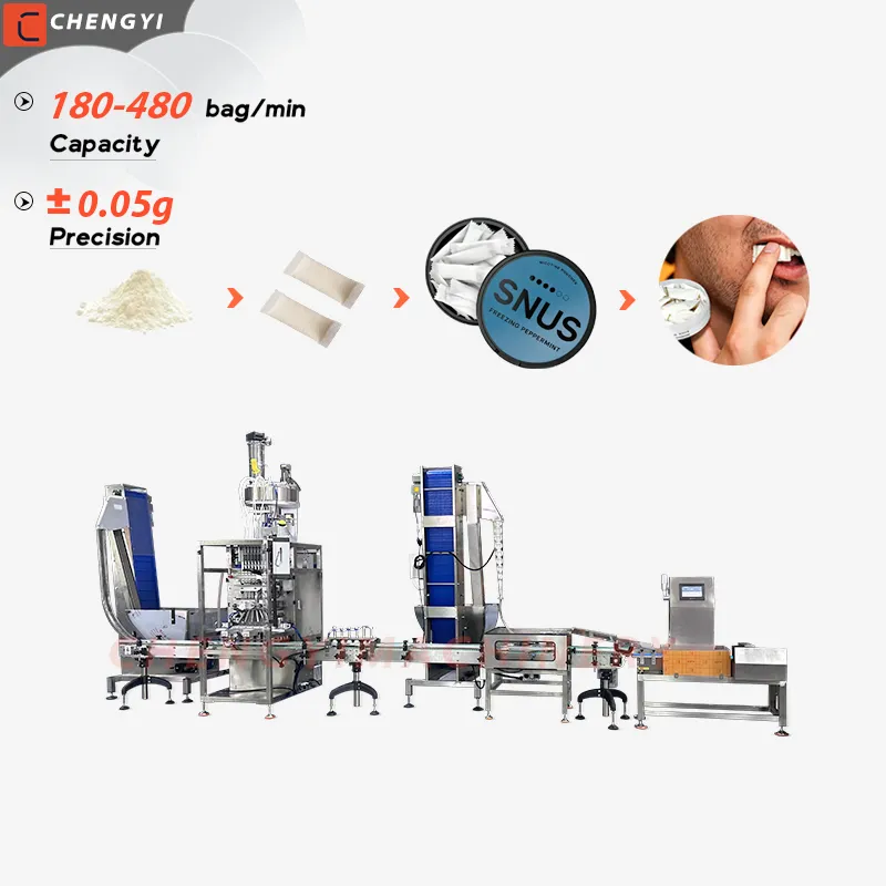 L&iacute;nea autom&aacute;tica de envasado de Snus para envasado de latas de nicotina, cafe&iacute;na y tabaco