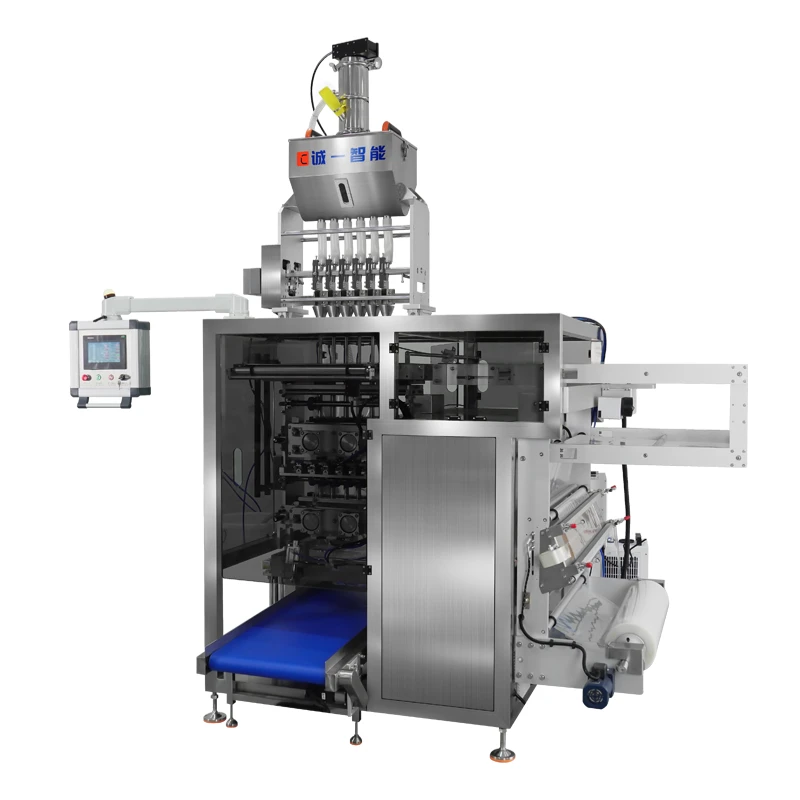 M&aacute;quina envasadora de gr&aacute;nulos sellados de 4 lados y carriles m&uacute;ltiples para caldo de pollo y levadu