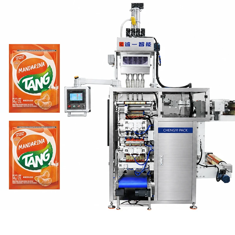 M&aacute;quina empacadora de bolsitas con sello de 4 lados y gr&aacute;nulos de m&uacute;ltiples carriles
